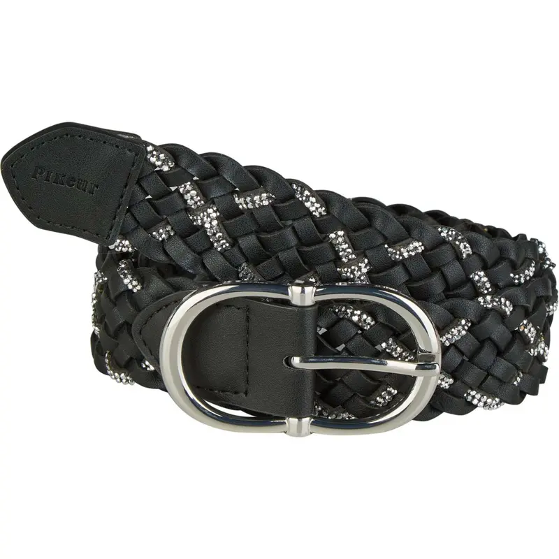 Pikeur Braided Show Belt In Black And Silver 1