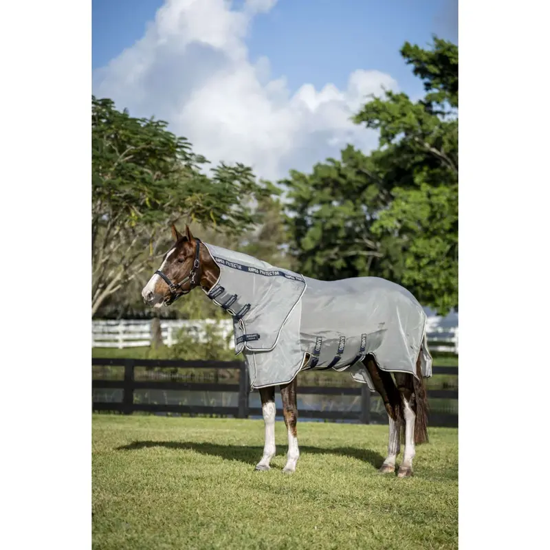 Rambo Fieldsafe Plus Turnout Blanket – Silver, Navy, White & Beige 1