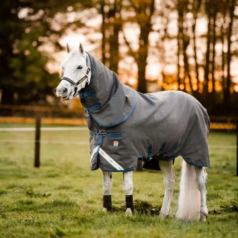 Rhino Hexstop Plus 250G Grey And Indigo Varilayer Turnout Rug 1