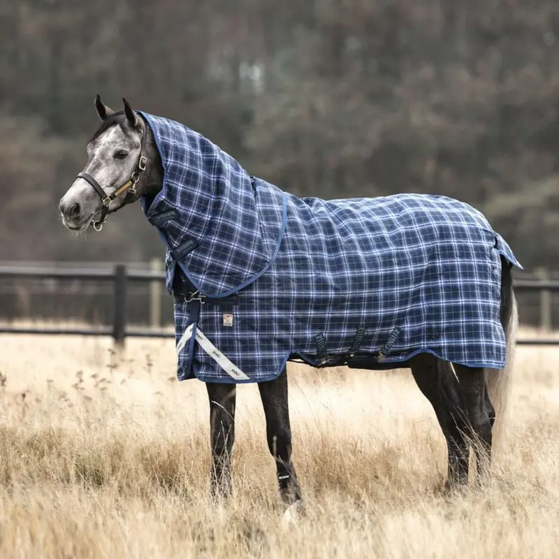 Rhino Plus Heavy-Duty 450G Navy And Indigo Check Turnout Blanket 1