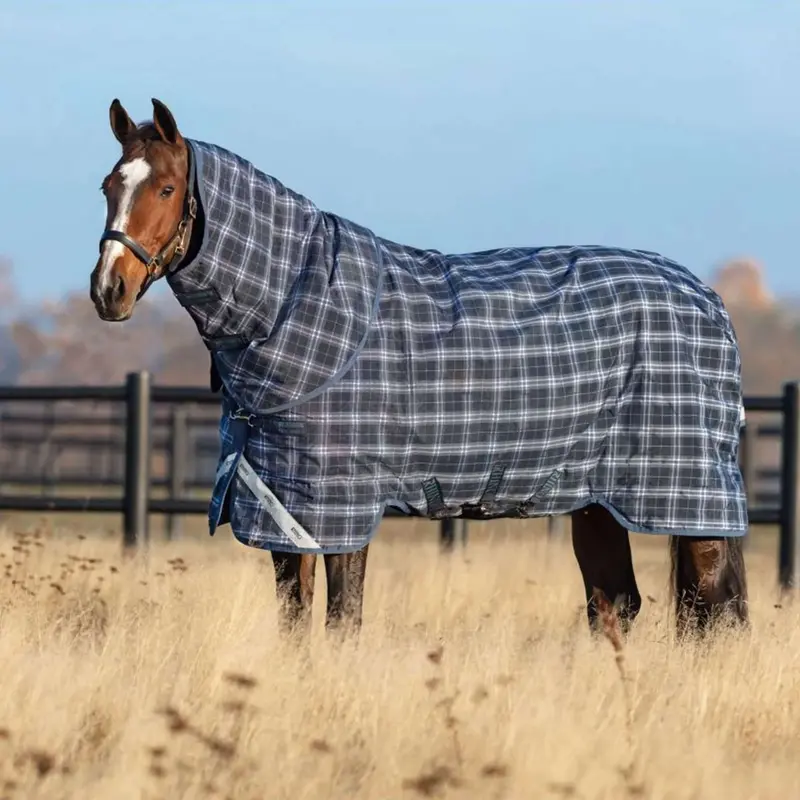 Rhino Plus Lightweight 0G Navy And Indigo Check Turnout Sheet 1