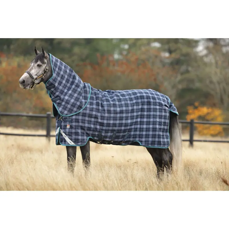 Rhino Plus Medium-Weight 250G Navy Check Turnout Rug 1