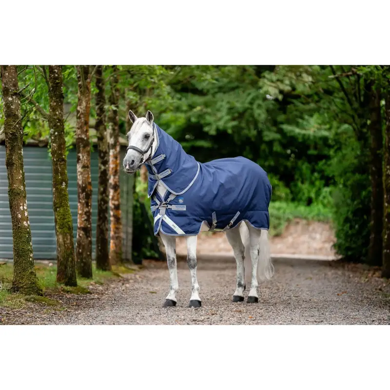 Rhino Pony Plus Medium-Weight Turnout Rug – Navy/Titanium Grey (100G) 1