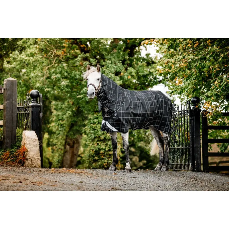 Rhino Turnout Sheet Bundle For Ponies: 0G + 200G Lightweight Black Check Outerwear 1