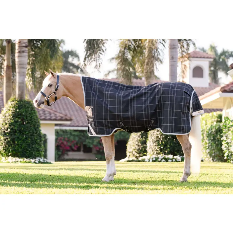 Rhino Wug Pony Turnout Blanket – 250G Varilayer, Black/Grey/White Check 1