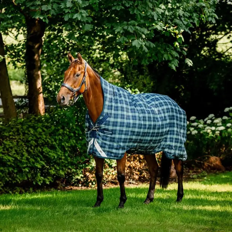 Rhino Wug Turnout Sheet – Hunter Check/Navy/Green, No Fill 1