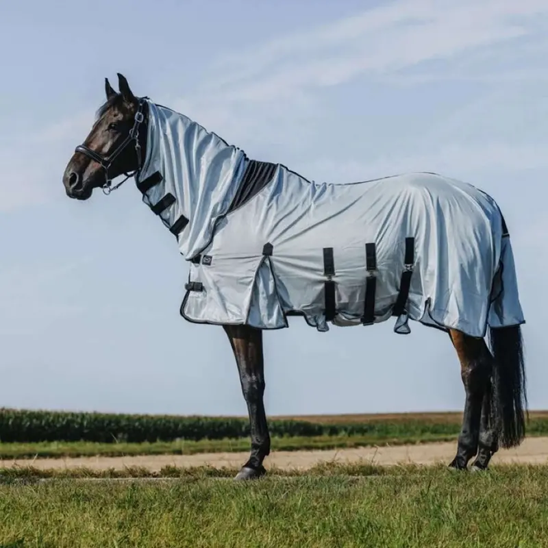 Riding World Grey Fly Sheet With Belly Coverage – Breathable Mesh Combo 1