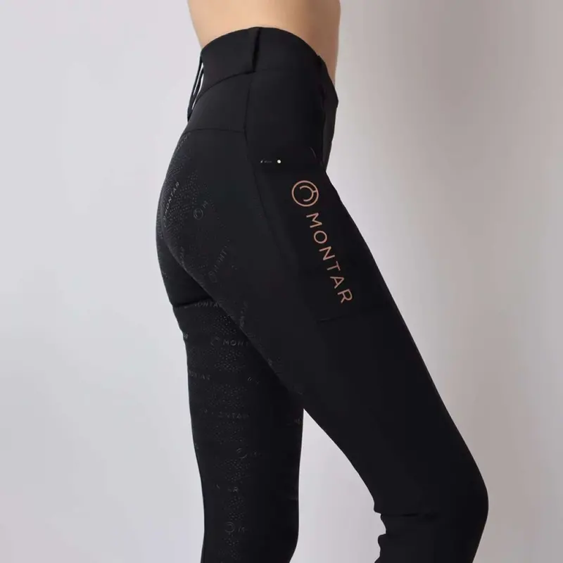 Rosegold Logo Black Junior Riding Leggings 1