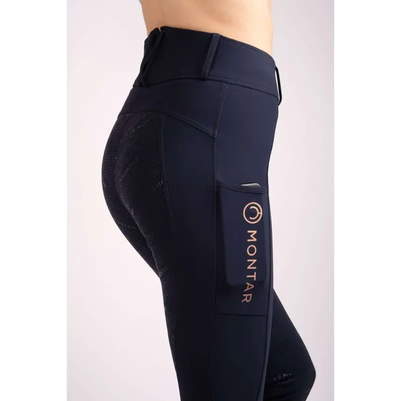 Rosegold Logo Navy Junior Riding Leggings 1