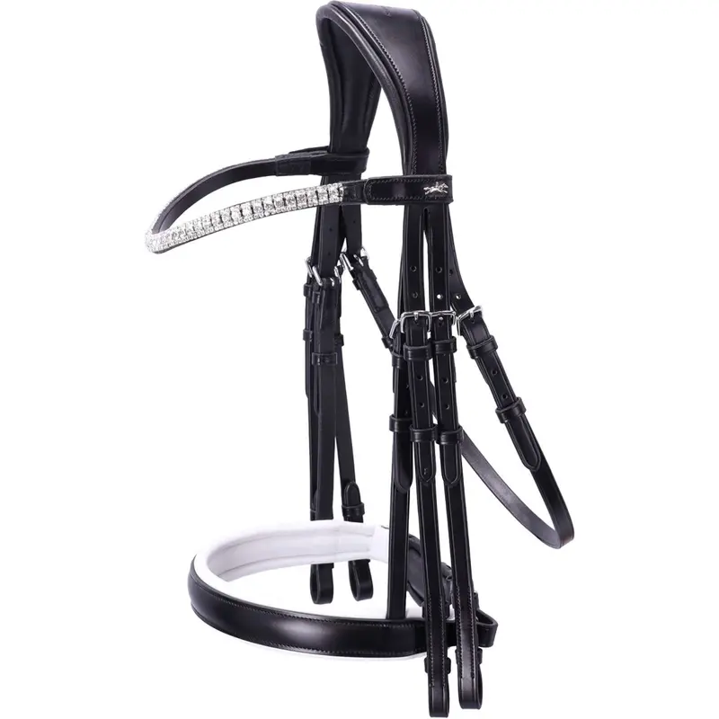 Schockemöhle Brindisi Bridle Set – Black/White/Silver 1