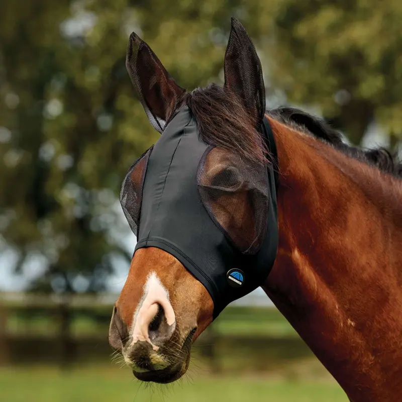 Weatherbeeta Comfitec Deluxe Stretch Fly Mask With Ears – Black/Black 1