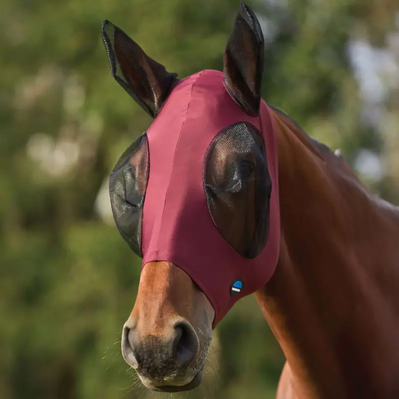 Weatherbeeta Comfitec Stretch Fly Mask With Ears – Bordeaux & Black 1
