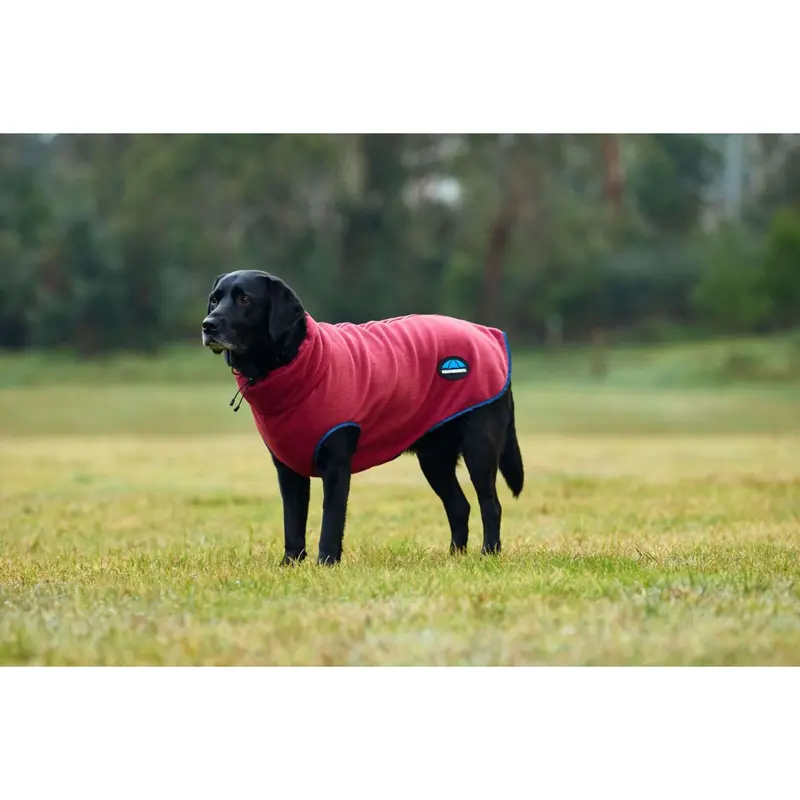 Weatherbeeta Dog Fleece Coat – Burgundy & Navy, Full-Zip Design 1