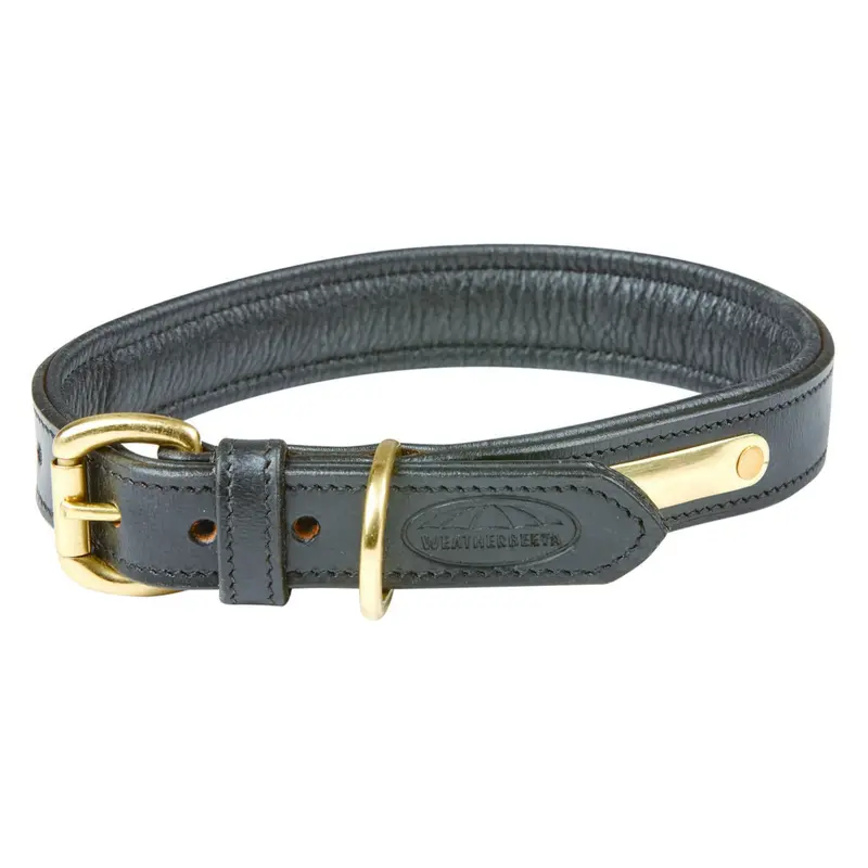 Weatherbeeta Padded Black Leather Dog Collar 1
