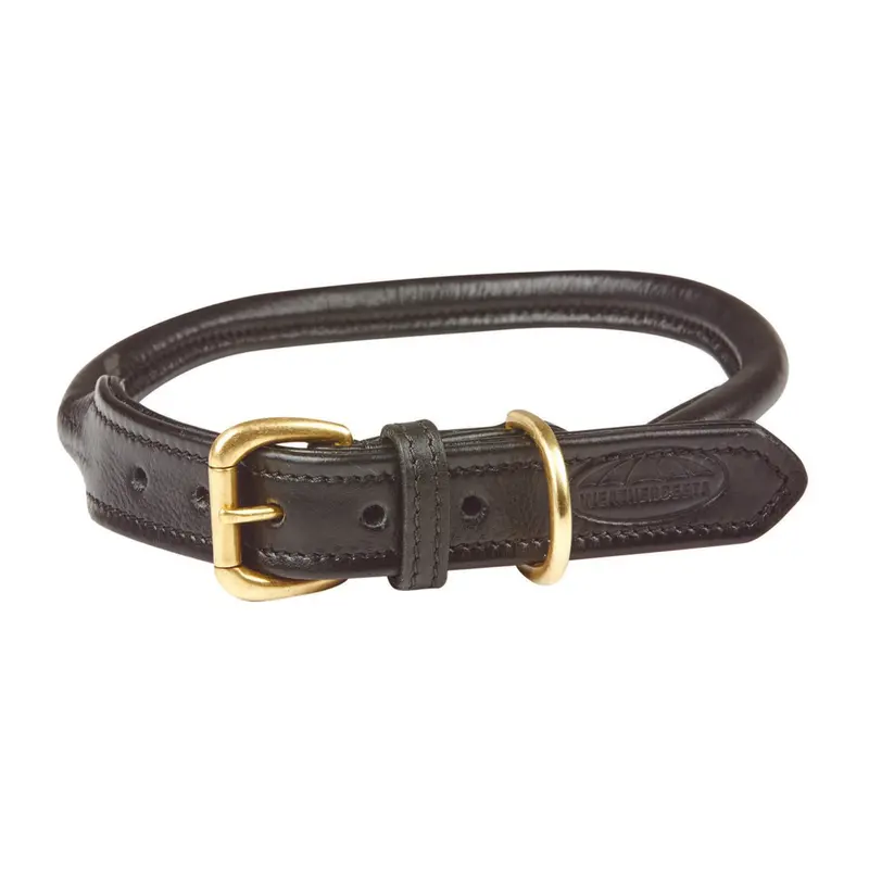 Weatherbeeta Rolled Leather Dog Collar, Black 1
