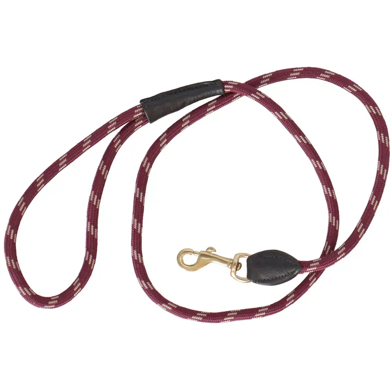 Weatherbeeta Rope-And-Leather Dog Leash – Burgundy & Brown 1