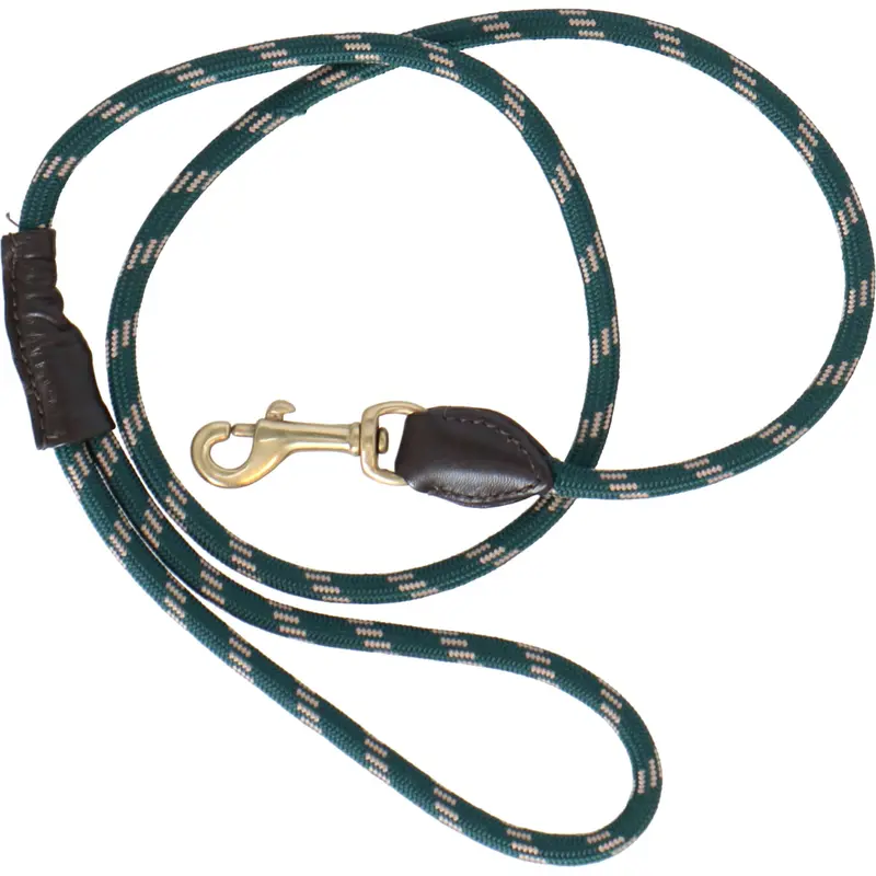 Weatherbeeta Rope-And-Leather Dog Leash – Hunter Green & Brown 1