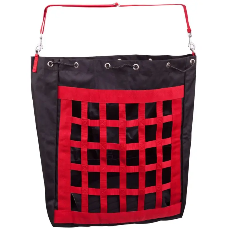 Window Hay Net Bag With Hanging Bath – Black & Red 1