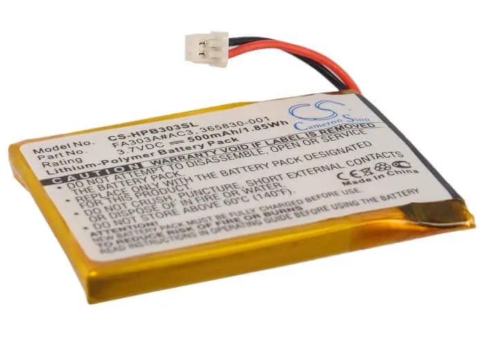 3.7V 500Mah Li-Polymer Headset Battery – Compatible With Hp 365830-001 Bluetooth Stereo Headphones, 1.85Wh 1