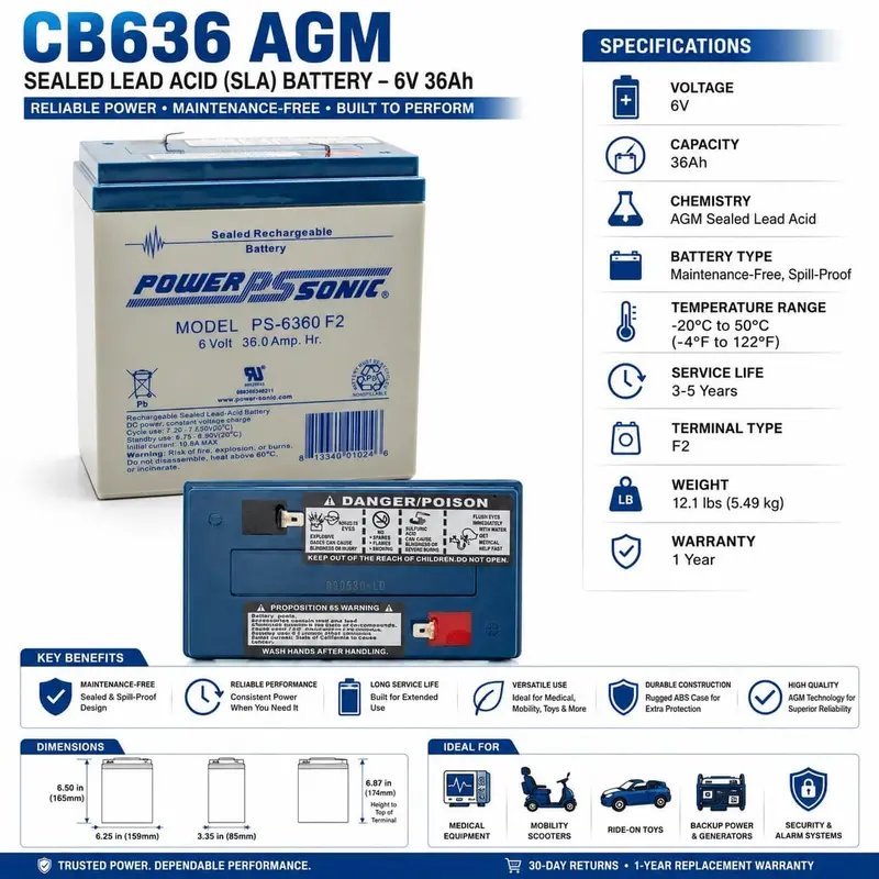 6V 36Ah Sealed Lead-Acid Battery For Industrial & Backup Power Applications 1