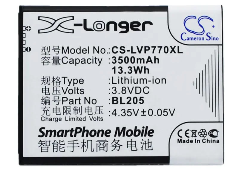Lenovo P770 Smartphone Battery – 3.8V Li-Polymer, 3500Mah, 13.3Wh 1